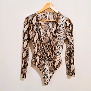 Chocolate USA Juniors Bodysuit Top Long Sleeve Multicolor Size L